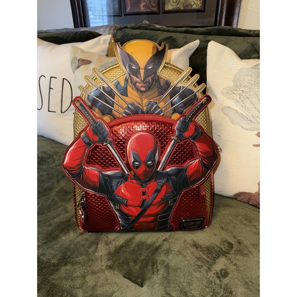 Marvel Deadpool‎ Wolverine Loungefly Mini Backpack Vegan Leather Super Hero